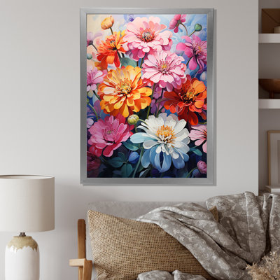 «Meadow Zinnia Carousel», reproduction sur toile florale et botanique