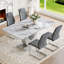  Ensemble de table de salle à manger 63 po en bois, gris rectangulaire pour 4/6 personnes avec chaises en cuir-405267819-405267823