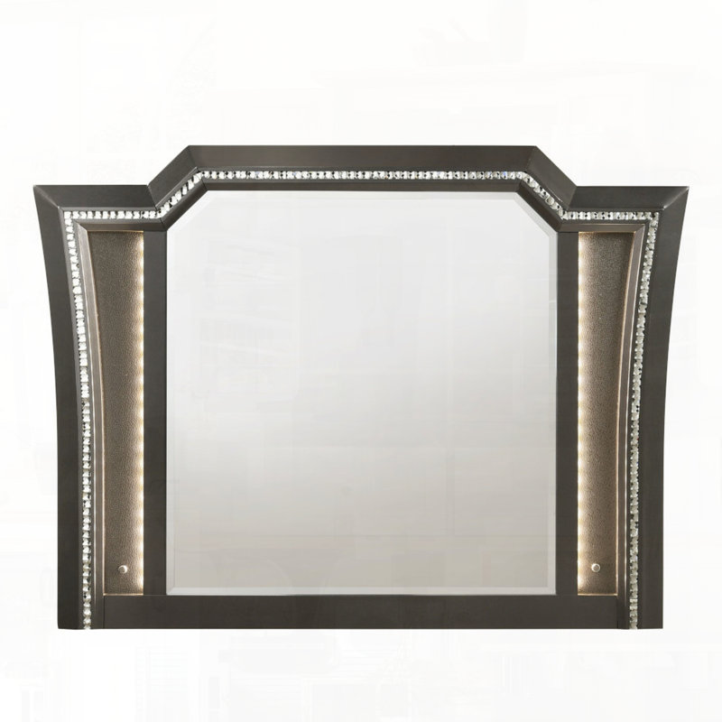 Miroir à finition gris métallique avec éclairage à DEL intégré