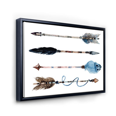 " Ethnic Feathers And Flowers On Native Arrows IV " Painting Print