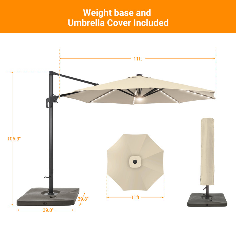 Parasol en porte-à-faux 11 'Kandee, Beige