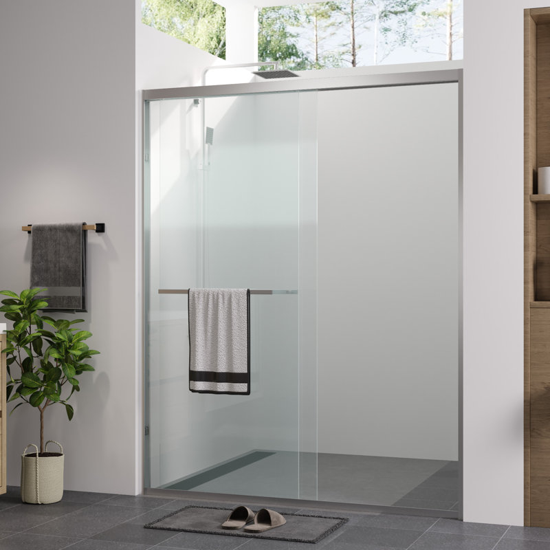 56 - 60" Width Double Sliding Shower Door With 1/4" (6Mm) Tempered Glass, Rust Hardware, American Design Enclosure For Bathroom Finished Glass Easy To Install And Safe In
