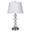 Lampe de table en métal de 28,5 po de hauteur, finition nickel satiné, conception sphérique, abat-jour en lin