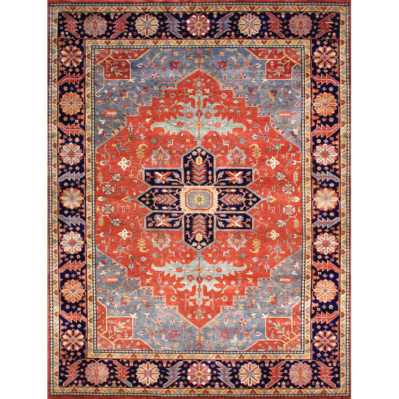 Serapi Hand Knotted Wool Indoor Rug, Rectangle 9'7" x 14'