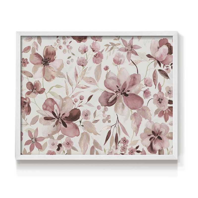 Shimmering Blush Garden -Framed Print - Restickable, H 8 po x l 10 po, Blanc