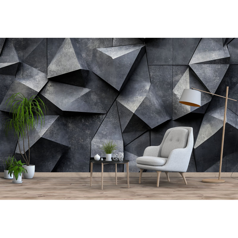 Art mural moderne et moderne | Papier peint géométrique à imprimé géométrique, L 145 po x l 100 po, Luxury Canvas Texture