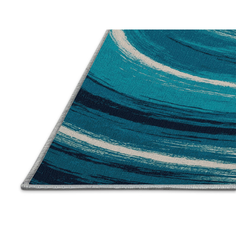 Machine Washable Space Blue Area Rug, Rectangle 2' x 3'
