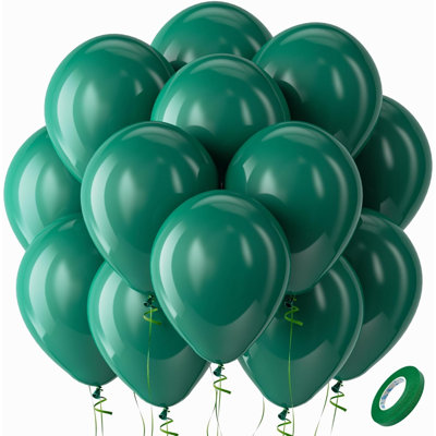 Ballons de fête en latex foncé foncé - Paquet de 100 ballons ronds en hélium vert forêt d'hélium bohème neutre de 12 pouces pour anniversaire de mariage, thème de la jungle