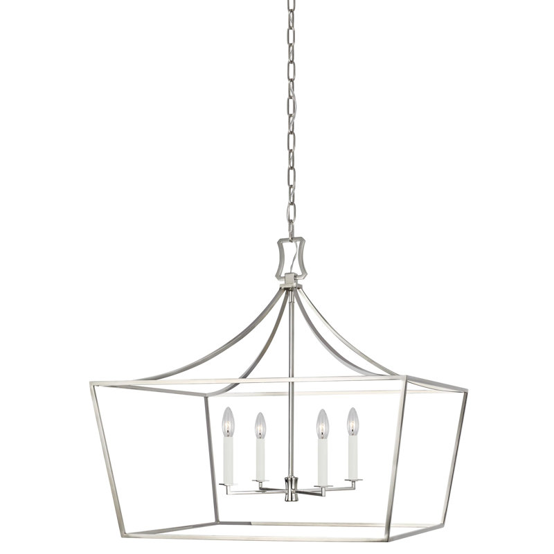 Southold 4 - Light Chandelier, Polished Nickel, 27.62" H x 18" W x 18" D