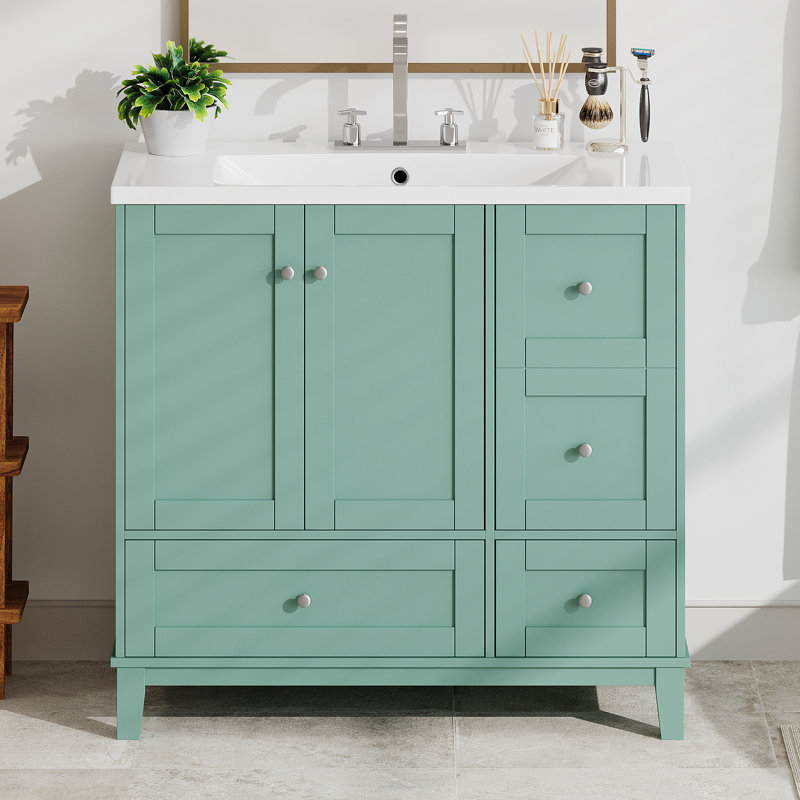 Modern Bathroom Vanity With USB Charging, Green