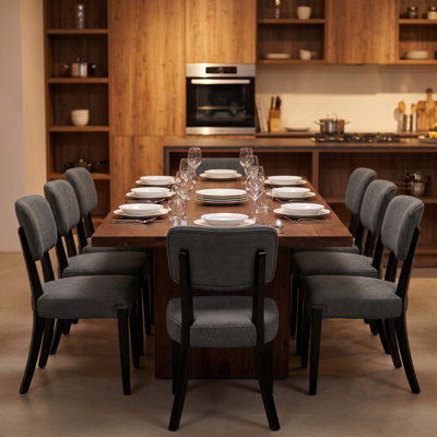 Chaises de salle à manger modernes sans accoudoirs, grises et contemporaines avec pieds en bois - Chaises d'appoint polyvalentes pour la salle à manger, la cuisine ou le salon