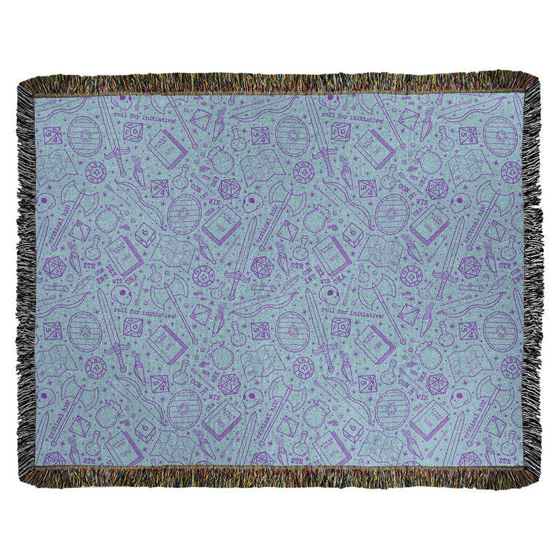 Couverture en coton tissé Katelyn Elizabeth, l 37 po x L 52 po, Bleu / Mauve