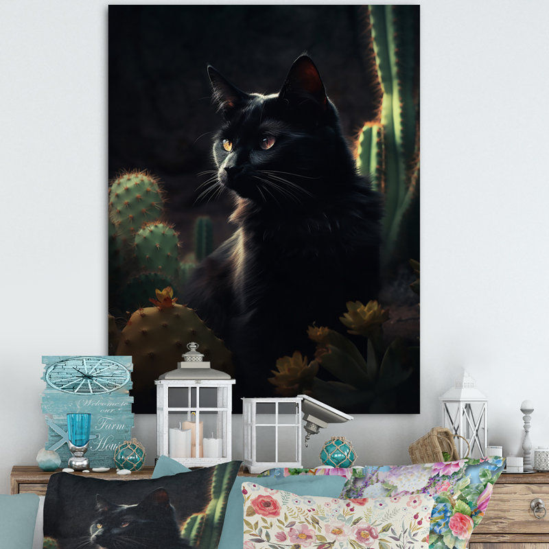 Portrait d'un chat noir, photographie I, H 40 po x l 30 po x P 1,5 po, Toile tendue