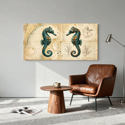 Ensemble de 1 tableau sur toile représentant une carte des hippocampes