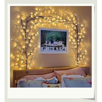 160 LED Plug In Vines Lights Room Decor With Remote, 8 Modes And Timer, Indoor Home Plants Flowers Tree Willow Lights, Artificial Tree For Walls Bedroom Living Room Kitchen Coffee Shop Decor（Black）