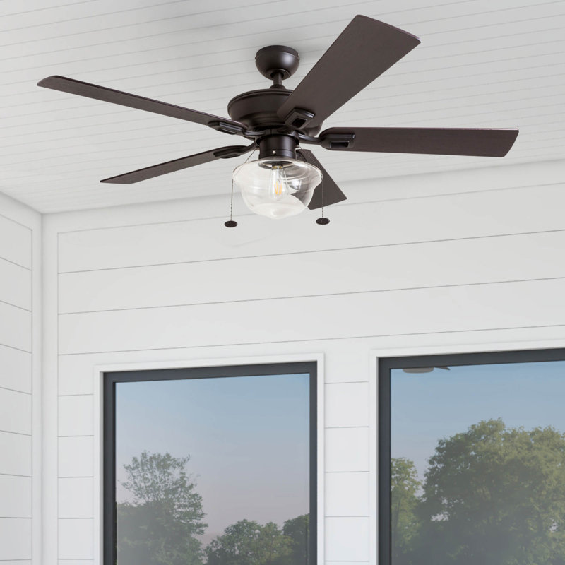 Abner 52" Indoor and Outdoor Ceiling Fan with Light
