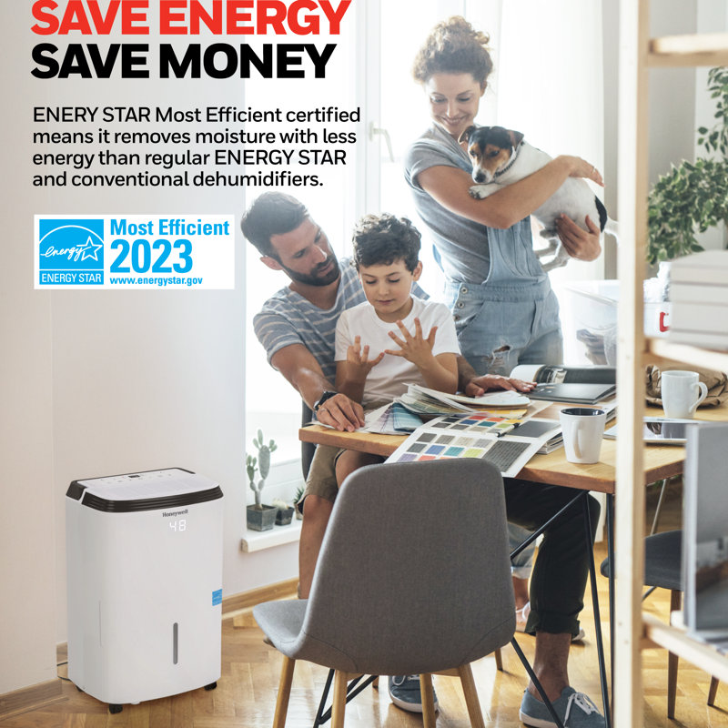 Honeywell 50 Pint White Portable Dehumidifier with Built-in Pump