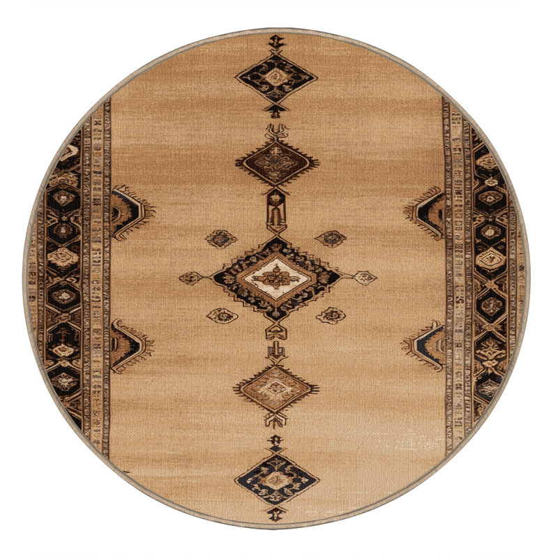 Tapis brun lavable à la machine, Rond 8 pi