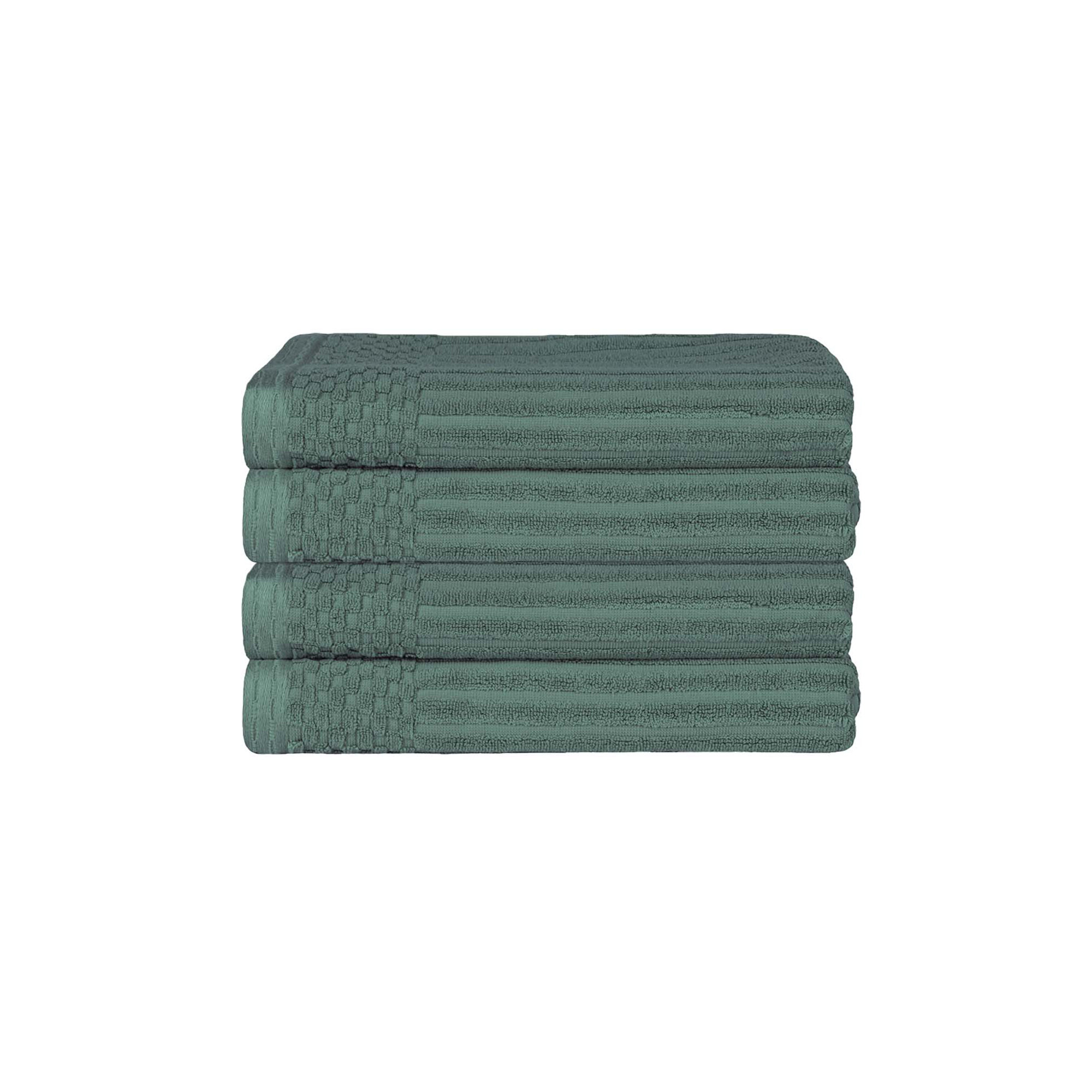 Ribbed Cotton Absorbent Heavyweight Bath Towel, Basil