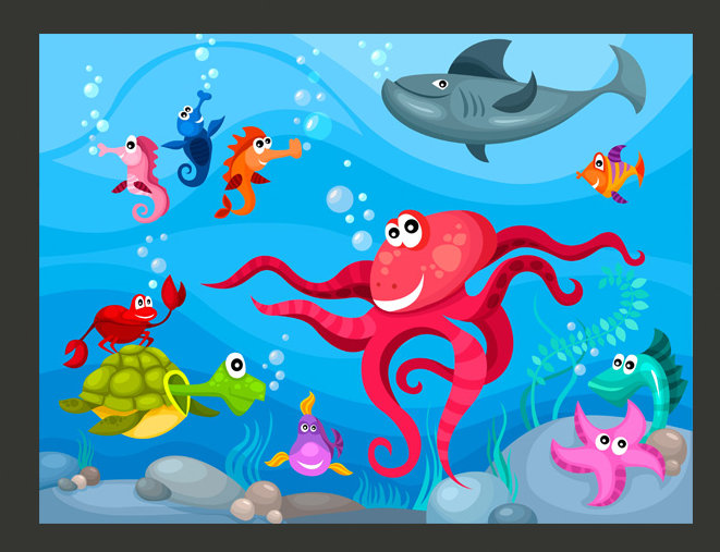Octopus and Shark 1.93m x 250cm Wallpaper