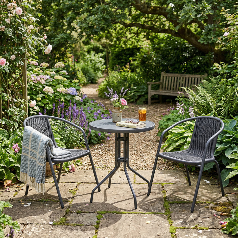 2 - Person Patio Dining Set with Round Table, Brown