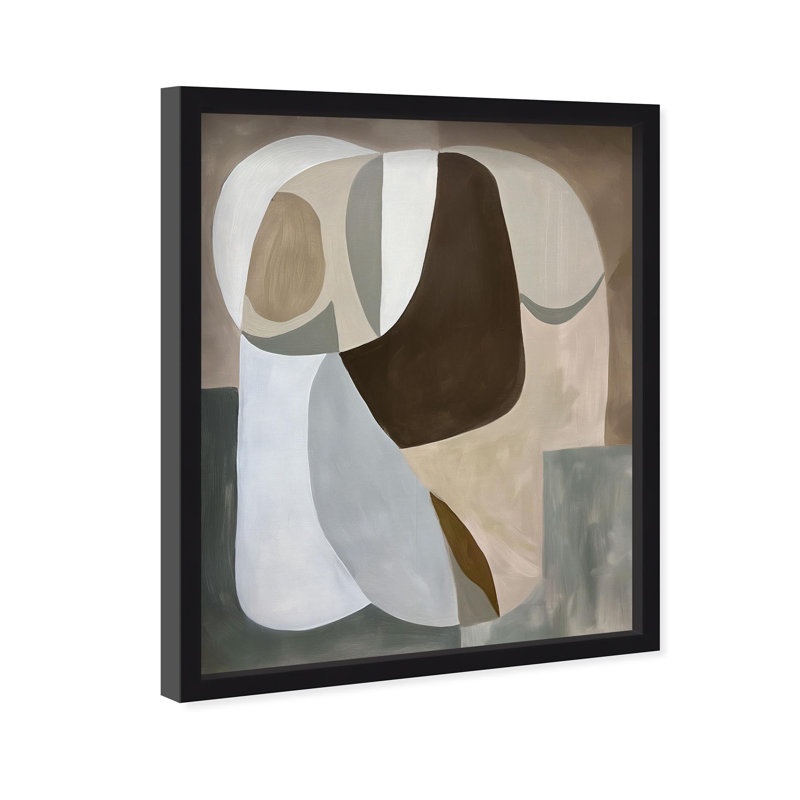 Oliver Gal Stone and Breeze I Abstract - Luxury Shadowbox Framed Wall Art, 31.5" H x 25.5" W, Black