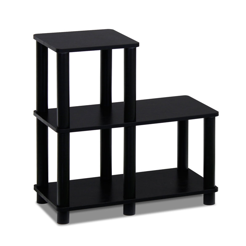 Amiee 51cm H x 48cm W Plastic Ladder Bookcase, Espresso/Black