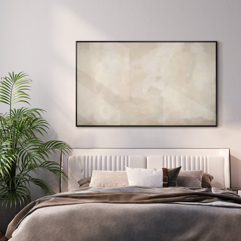 Très grand art mural imprimé sur tissu - Neutre abstrait subtil superposé à motifs superposés, décoration pour salon ou chambre à coucher - «Assemblage requis du cadre (cadre non fini)»