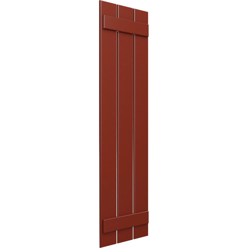 Volets en PVC True Fit à trois planches espacées, Poivre rouge, H 44 po x l 17,125 po x P 0,625 po