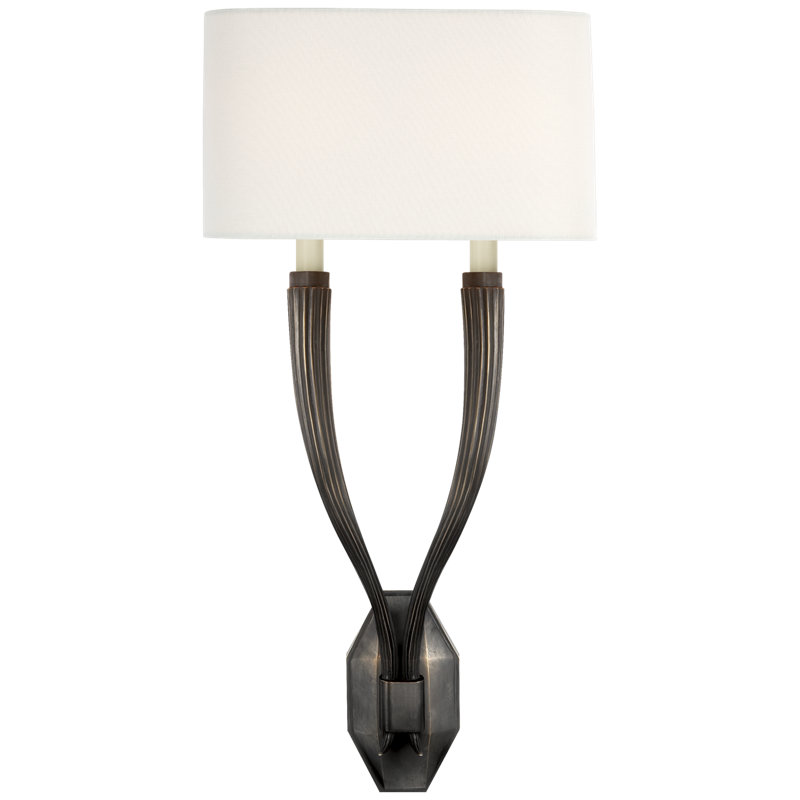 Chapman & Myers Ruhlmann Double Sconce, Bronze, Fabric