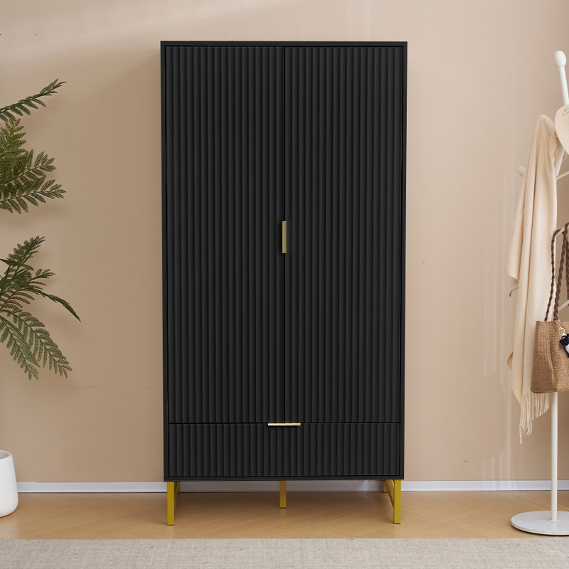 Majzara 2 Door Manufactured Wood Wardrobe, Black
