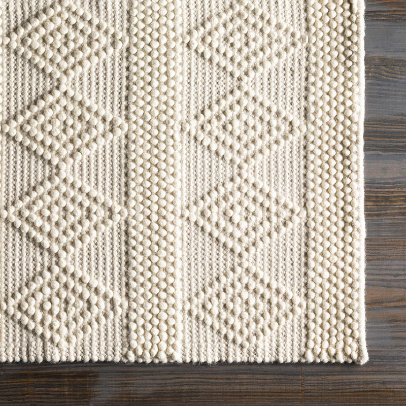 Hygge Textured Wool Hand Woven Area Rug, Rectangle 91 x 152 cm