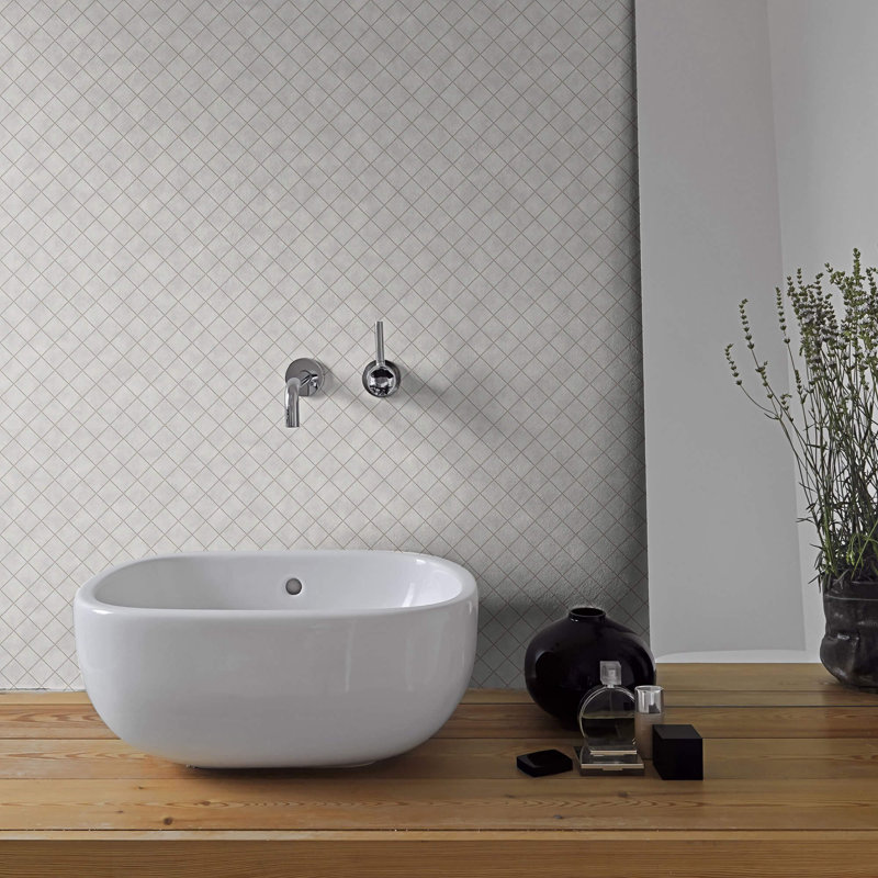 White Geometric Tile Adhesive Peel And Stick Removable Wallpaper 7156, 126" L x 24" W