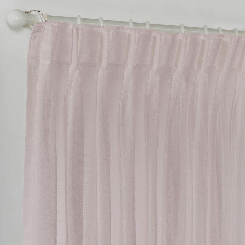 Pinch Pleated Extra Long & Extra Wide Faux Linen Semi Sheer Single Panel, Rose Pink, 75" W x 72" L