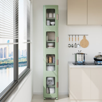 Aarn 4 Tier Folding Stackable Storage Box, Stackable Storage Drawers On Wheels, Bathroom Floor Cabinet With Doors