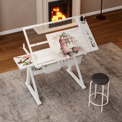 Adjustable Drawing Table with Chair