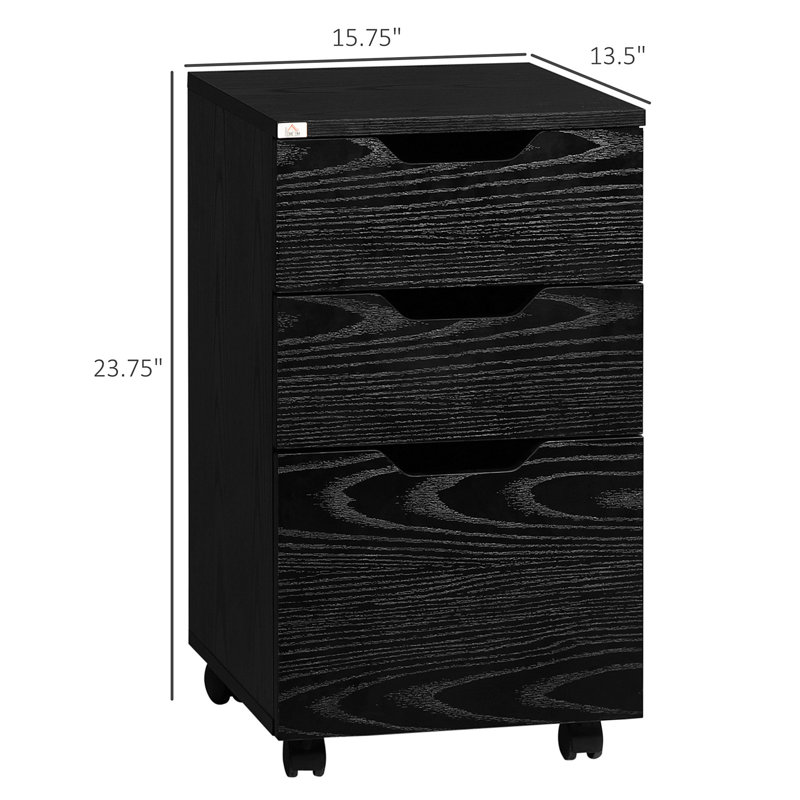 Hilliary 15.75'' Wide 3 -Drawer Mobile File Cabinet, Black