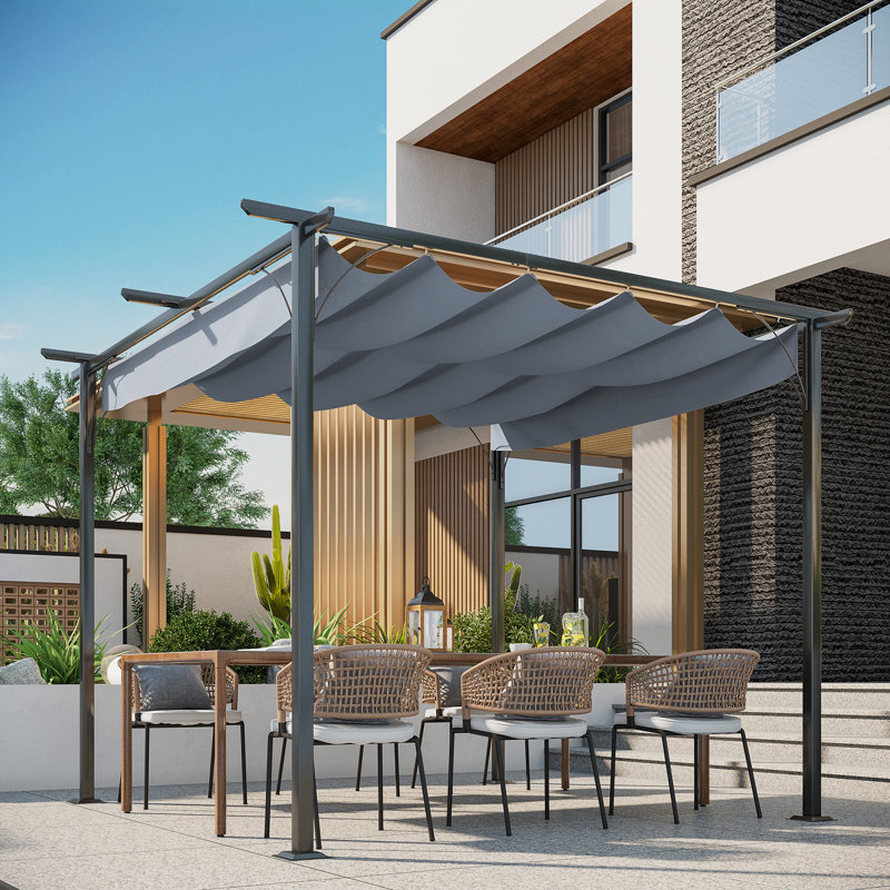 3m x 3m Metal Pergola, Grey