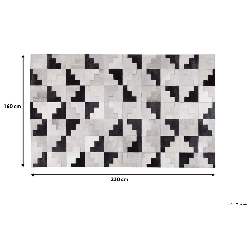 Nina Rectangle 160 cm x 230 cm Geometric Leather Hand Woven Area Rug