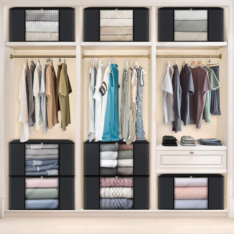 8 Pack Clothes Storage, Foldable Blanket Storage Bags, Storage Containers For Organizing Bedroom, Closet, Clothing, Comforter, Organization And Storage With Lids And Handle