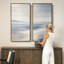 Horizon côtier bleu-gris doux – Ensemble de 2 impressions d'art encadrées sur toile 60"x20"x2, 60"x30"x2-134803931-134803936