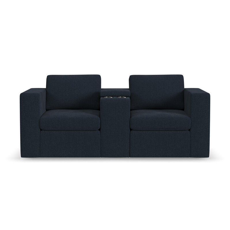 Lockheart 76" Modular Track Arm 2 Seater Loveseat with Storage Console, Blue