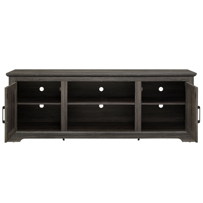 Antique Gray Rattan TV Stand with Cabinet for TVs Up to 70 Inches