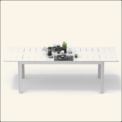 Table de salle à manger extensible pour patio, table d'extérieur en aluminium et métal pour 6 à 8 personnes