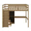 Lit mezzanine en bois moderne, garde-robe intégrée, bureau, tablettes de rangement-129204080