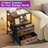 Kohaku 23” 2-Drawer End Table with USB Port and Touch Control, Nightstand with LED Light