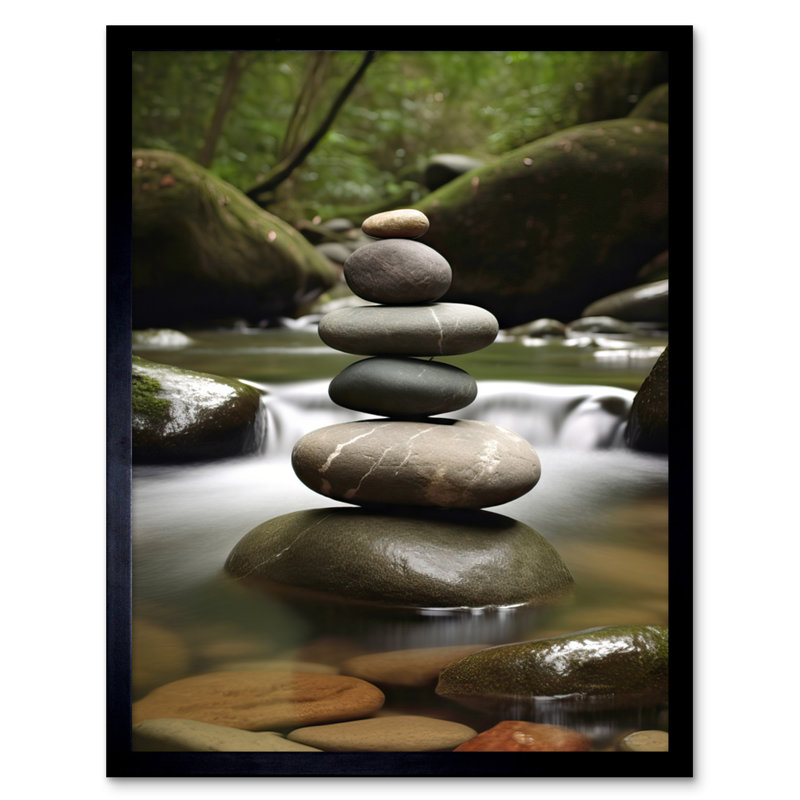 Melinah Zen Massage Stone Waterfall River Nature Beauty Salon - Single Picture Frame Print
