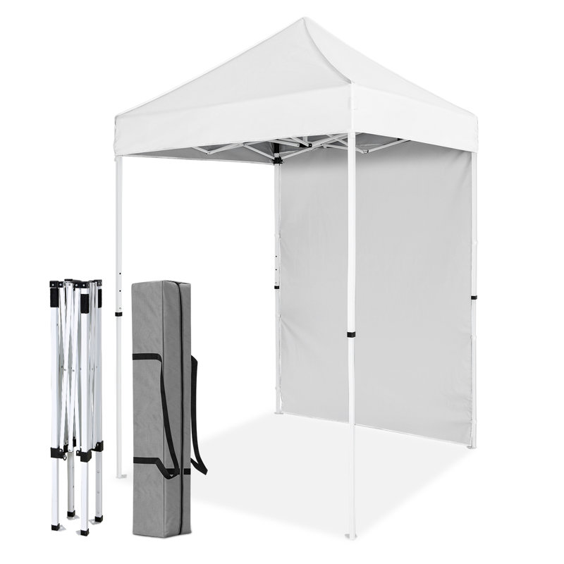 5 Ft. W x 5 Ft. D Steel Pop-Up Canopy Tent With Sunwall, White