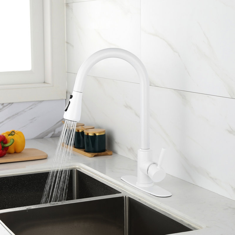 Robinet de cuisine avec douchette extractible - moderne, acier inoxydable, blanc Installation rapide et fonctionnement simple Installation rapide sans tracas, choix précis de contrôle de la température du débit d'eau