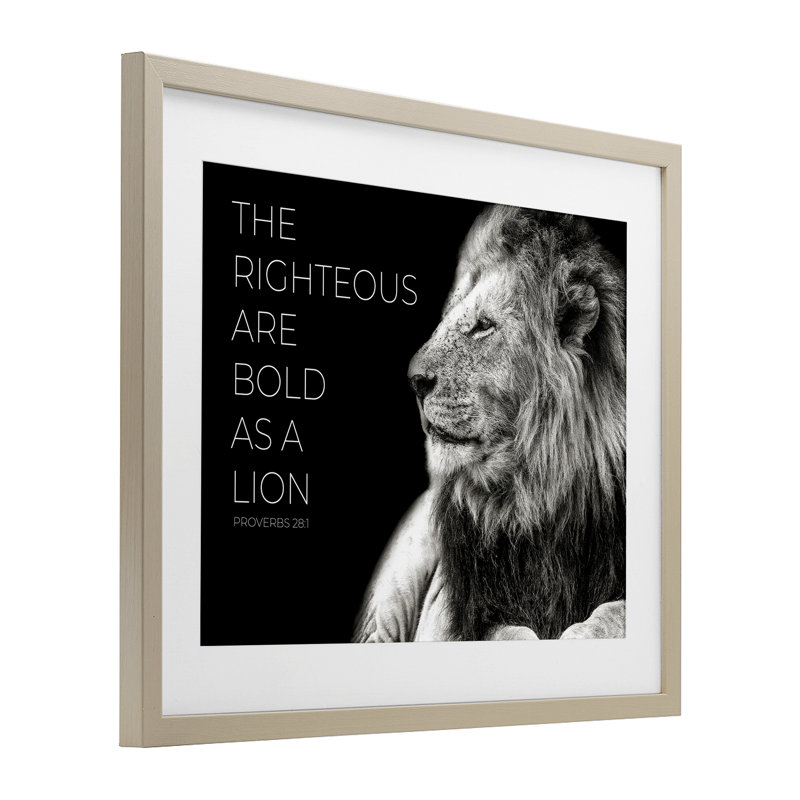 «The Righteous Bold As A Lion», reproduction encadrée sous verre, design par Shelley Lake, H 13 po x l 16 po